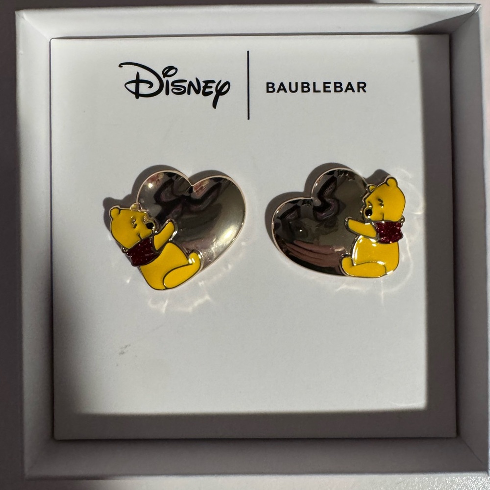 Disney Winnie the Pooh Heart Earrings - Yellow and Silver